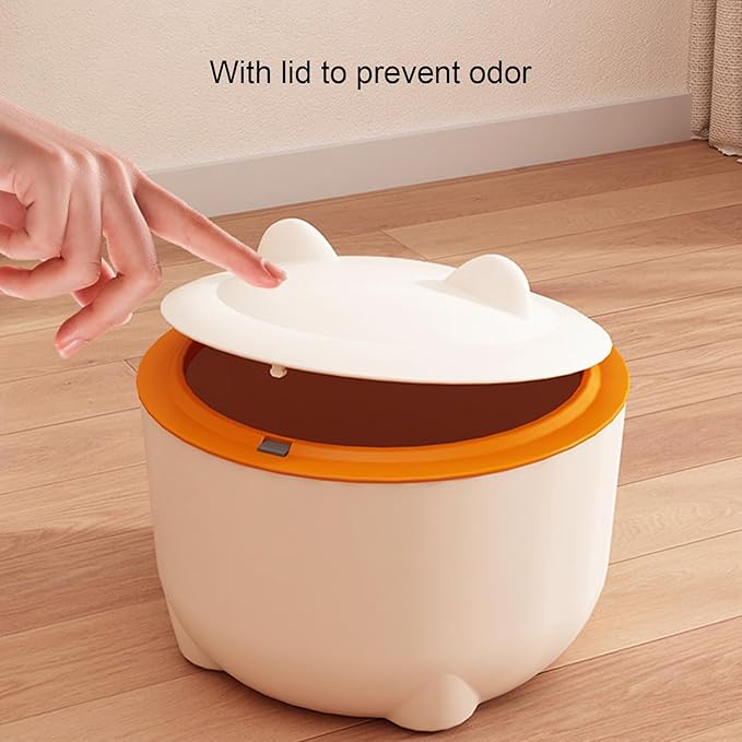 Tyenaza Cat Litter Trash Can with Press Type Lid Enclosed Design Compact Multipurpose Cat Waste Trash Can for Home