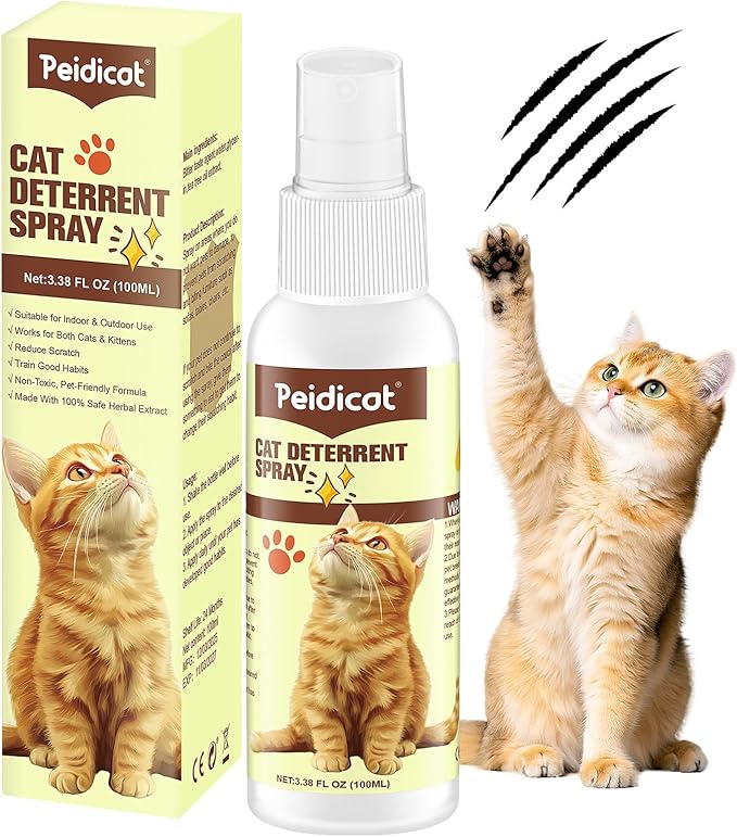 Cat Deterrent Spray, Effective Pet Spray for Anti Cats Scratch Furniture, Curtain, Sofa and Plant, Cat Scratch Deterrent Aid for Pet Behavior Training(100ML)