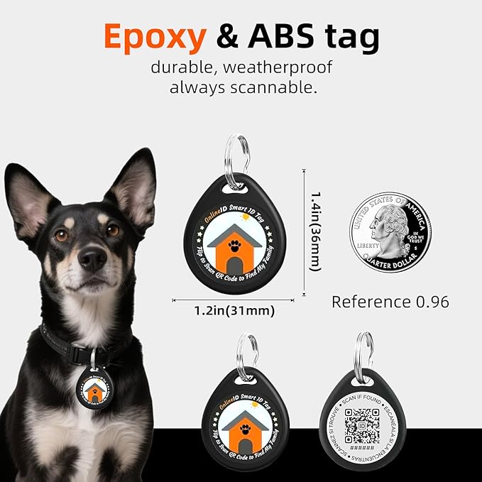 1 Pack Personalized Dog Tags,QR Code Pet ID Tags with Online Profile systerm,Editable Any Names and Phone numbles,Red,L
