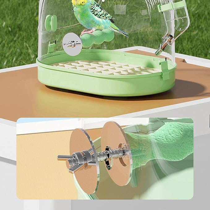 Practical Bird Cage Clear Carriers Box with Bottom Grids for Outdoor Walking Pet Travel Birdcage Transport Bird Carriers