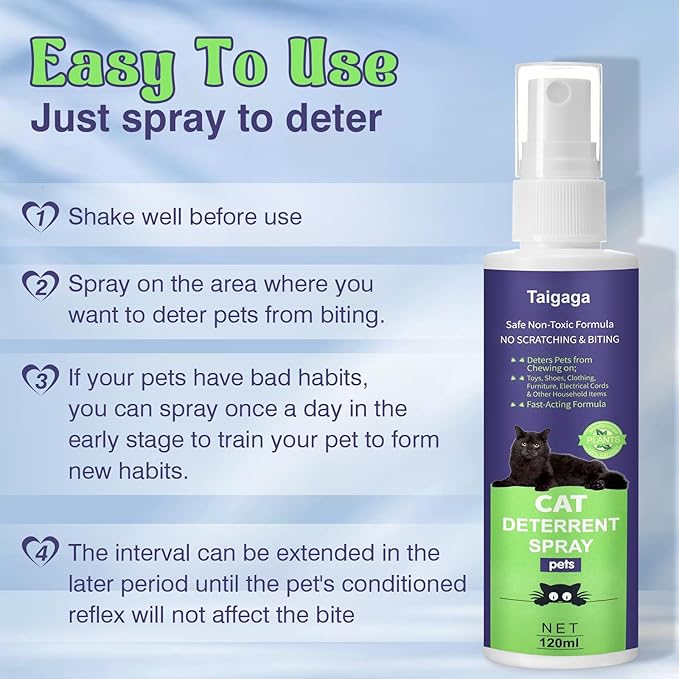 Cat Deterrent Spray, Cat Repellent Spray, 5.07 Fl Oz Cat Scratch Furniture Protector Spray, No Chew Spray for Dogs & Cats, 1 Pack