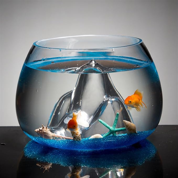Fish Bowl Creative Desktop Glass Aquarium Tank with Raised Mountain Peak Modeling Decorative Living Room Transparent Glass Aquarium Aquarium Decorative Ornaments for Home Use Aquariums(21x30x19cm)
