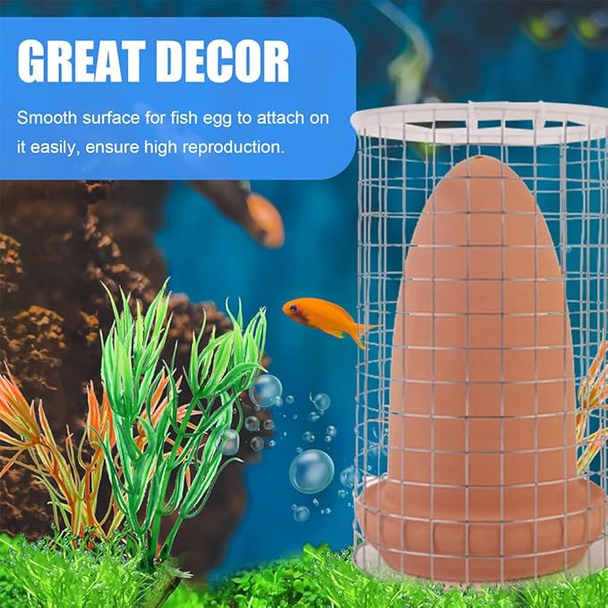 BESPORTBLE Discus Breeding Cone: Fish Breeding Cones Cave Ceramic Spawning Cave with Cage for Discus Fish Angelfish, 7.8 * 3inch