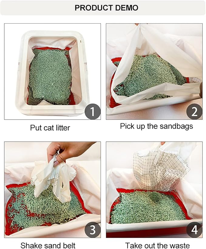 20PCS Nylon Cat Litter Box Filter Bag, Cat Litter Filter Bag for Easy Waste Removal, Reusable Deodorizing Cleaning Tool with Dual Pouches for Indoor Cats