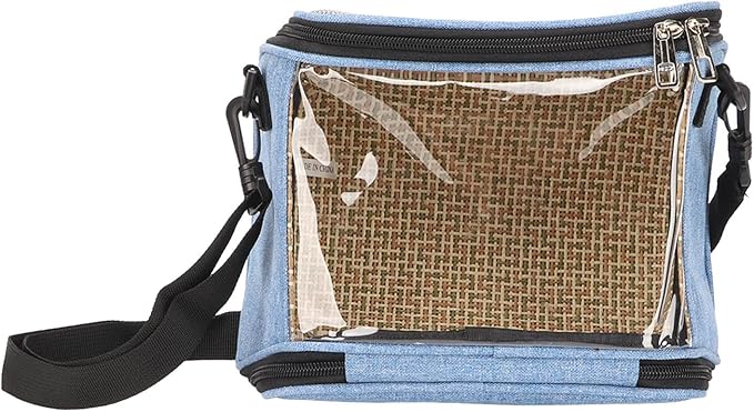 Transparent Bird Carrier Bag, Portable Parrot Travel Cage for Cockatiels and Parakeets, Lightweight Breathable Backpack with Side Pockets and Top Vent Design for Small Birds (Blue)