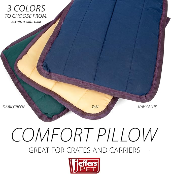 Jeffers Pet Comfort Dog Pillow, XL 36" x 48", Dark Green – Machine Washable Dog Bed for House, Sofa, Crate & Travel – Poly Cotton Shell, Winter Warmth, Soft, Comfy, Durable, Top Pet Bedding