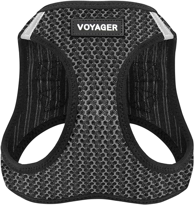 Best Pet Supplies Voyager Step-in Air Harness - All Weather Mesh, Reflective, No Pull Harness for Dogs, Cats - Secure with Hook & Loop Fastener, Buckle, Double D-Rings - Gray 2-Tone, S
