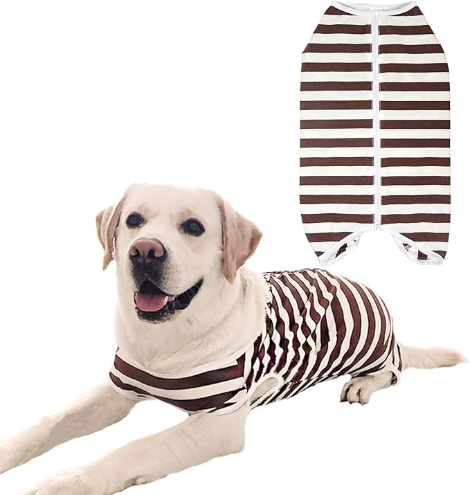 Dog’s Recovery Suit Post Surgery Shirt for Female Male Dog, E-Collar Alternative Wound Protective Clothes (Brown white-3xl)
