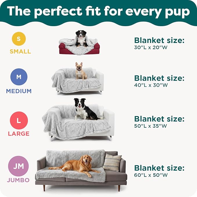 Furhaven Waterproof Throw Blanket for Dogs & Indoor Cats, Washable - Shaggy Plush Calming Long Faux Fur & Velvet Dog Blanket - Taupe, Large