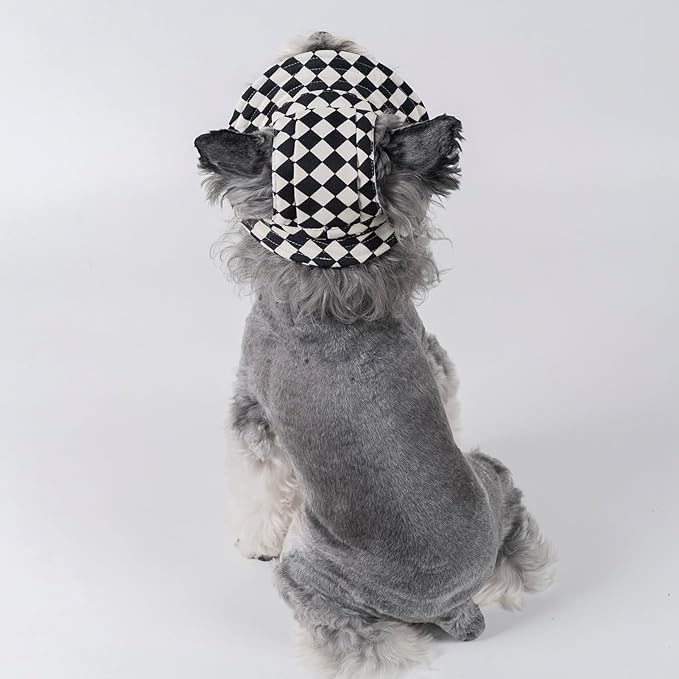 Pet hat with Ear Holes Sunscreen Baseball Cap Suitable for Small and Medium-Sized Dogs Outdoor Climbing hat in Summer Pet Products (Black and White, X-Large)