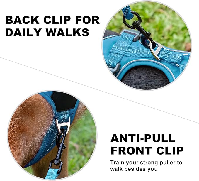 Plutus Pet No Pull Dog Harness, Release at Neck, Soft Padded, Reflective Adjustable Dog Vest Harness for Small, Medium, Large Dogs(Light Blue, XS)