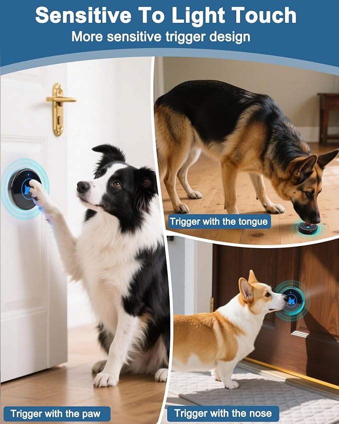 Dog Door Bell(2026 Enhanced Touch), Wireless Dog Doorbells for Potty Training – Dog Bells to Go Outside, 1000Feet Range, Waterproof Button, 55 Melodies & 5 Notification Modes (2 Receivers+2Buttons)