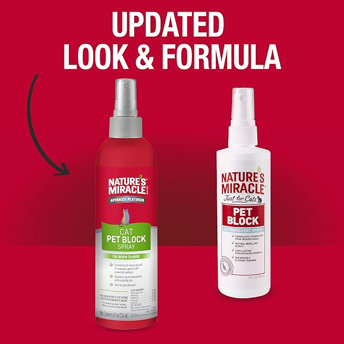 Nature's Miracle Advanced Platinum Cat Pet Block Repellent Spray,8 Ounces,Indoor Training Aid for Cats,(Pack of 2)