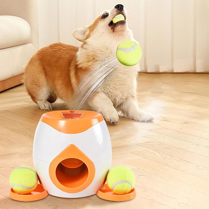 Automatic Ball Launcher for Dogs, Tennis Balls Launchers for Dogs, Interactive Dog Toys Tennis Balls Launcher for Small Dogs, Dog Fetch Ball Thrower for Indoor/Outdoor Playing (A)