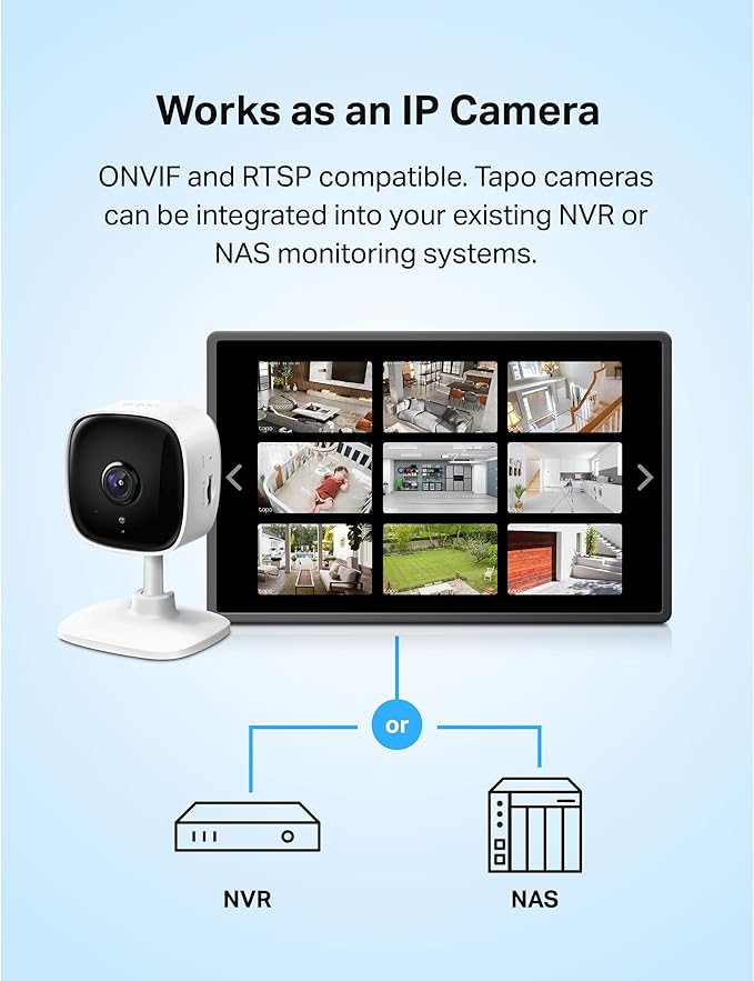 Tapo 2K Indoor Security Camera for Baby Monitor, Dog Camera w/Motion Detection, 2-Way Audio Siren, Night Vision, Cloud & SD Card Storage(Up to 512GB), Works w/Alexa & Google Assistant C110