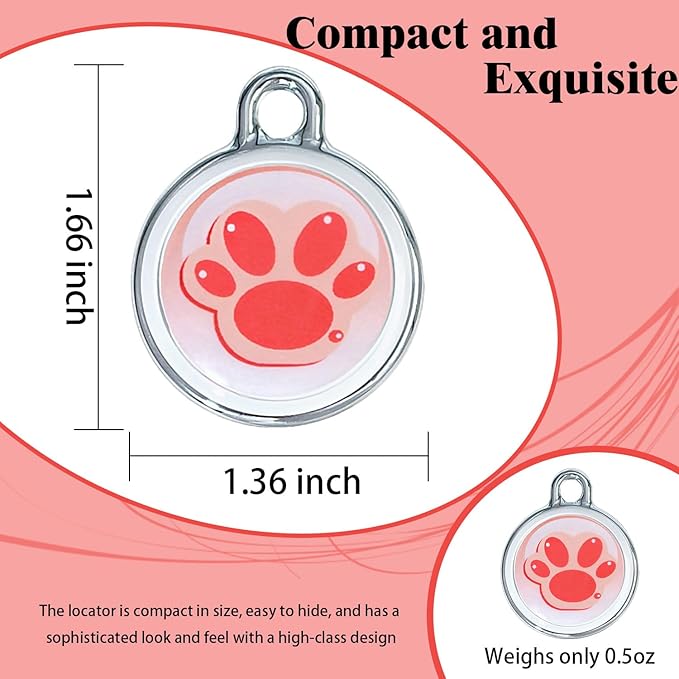Smart GPS Tracker for Dogs|mini Easy to use Cat GPS Tracker|Waterproof and Drop-Proof|Real-time Positioning Smart Alarm pet Tracker|Extra Long Battery Life of 365 Day|No Subscription (Android & iOS)