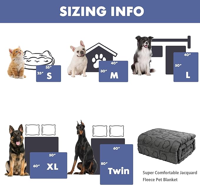 gogobunny Calming Plush Dog Cat Blanket 300GSM Coral Fleece, Ultra-Soft Machine Washable Pet Bedding for Small Medium Dogs Cats Puppies Kittens (Anthracite, 25x35)