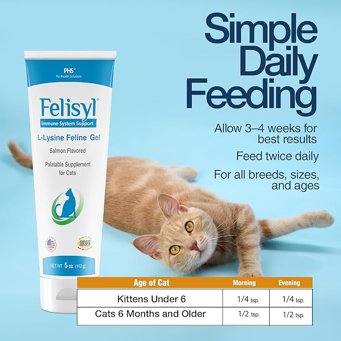 L-Lysine Gel for Cats & Kittens (5oz) – Immune System, Respiratory & Eye Health Support. Reduces Sneezing, Runny Nose & Watery Eyes. Daily Salmon-Flavor Supplement – Made in USA (1 Pack)