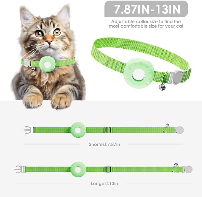 Cat Tracker, MINI Pet Tracker for Cats, No Monthly Fee GPS Tracker for Cat, Compatible with Apple Find My App(Only iOS), Real-Time Tracking, Precise Positioning, Smart Alerts, Green