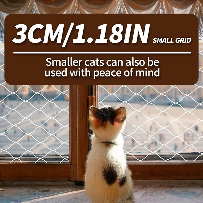 Balcony Screen for Pets,Cat Netting Balcony,Anti-Fall Pet Mesh Fence,Bite Tear Resistant,Dogs&Cat Safety Net for Balcony, Window, Stair, Patio,Anti Bird Netting for Garden/Balcony (10*13 ft)
