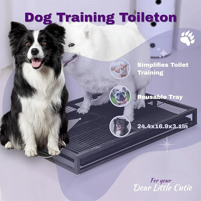 Gugxiom 62 * 43 * 8cm Training Toilet Potty Tray, Portable Dog Training Toilet, Reusable Long Lifespan Easy to Clean Indoor Outdoor Pet Litter Box for Puppy