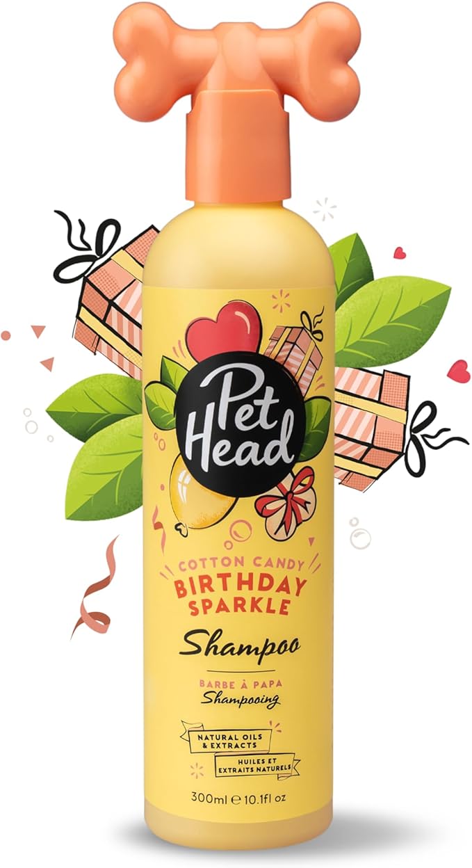 Pet Head Birthday Sparkle Dog Shampoo | Cotton Candy Scent | Shampoo for Dogs with Sensitive Skin | Dog Birthday Present | Vegan | Gentle Formula for Puppies | Made in USA | 10.1 fl. oz.