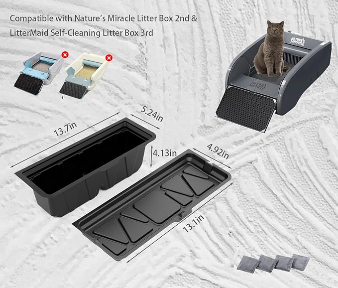 20PCS Disposable Waste Receptacles Compatible with Nature's Miracle Litter Box 2nd,For LitterMaid 3rd,Disposable Cat Litter Box with Charcoal Bags (Machine NOT Included)