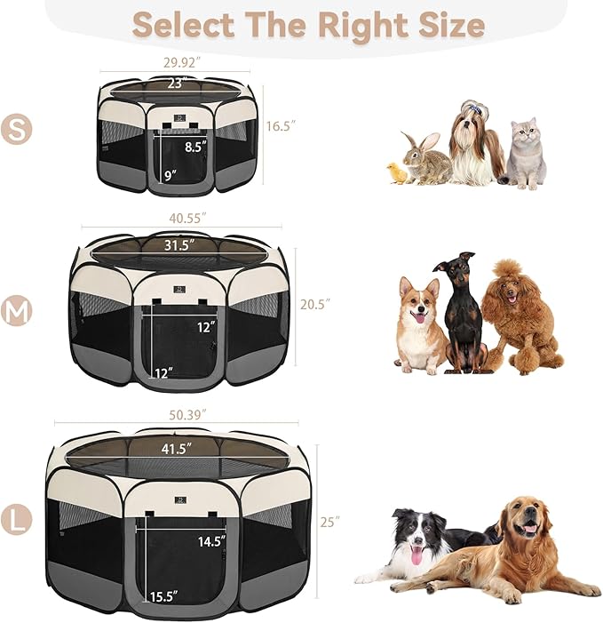 Portable Indoor Dog Playpen for Small Dogs & Puppies by A 4 Pet – 50.39" Pop-Up Soft Puppy Playpens with Bowl, Waterproof Floor, Calm Safe Space for Home, Travel & Daily Use
