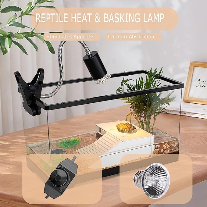 Turtle Tank Starter Kit, Upgraded Aquarium Fish Tank Kit with Filter,Fish Net, Reptile Habitat with Adjustable UV Lamp & Lid,Bask Platform for Crabs,Amphibians,Reptiles.(15.4" * 8.5" * 8.35")