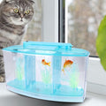 GLOGLOW TripleChamber Fish Breeder Box for Aquarium, Breeding Tanks Transparent LED Acrylic Small Fishes Breeding Isolation Box with Six LED Lights and Water Change Valve Breeder (Blue)