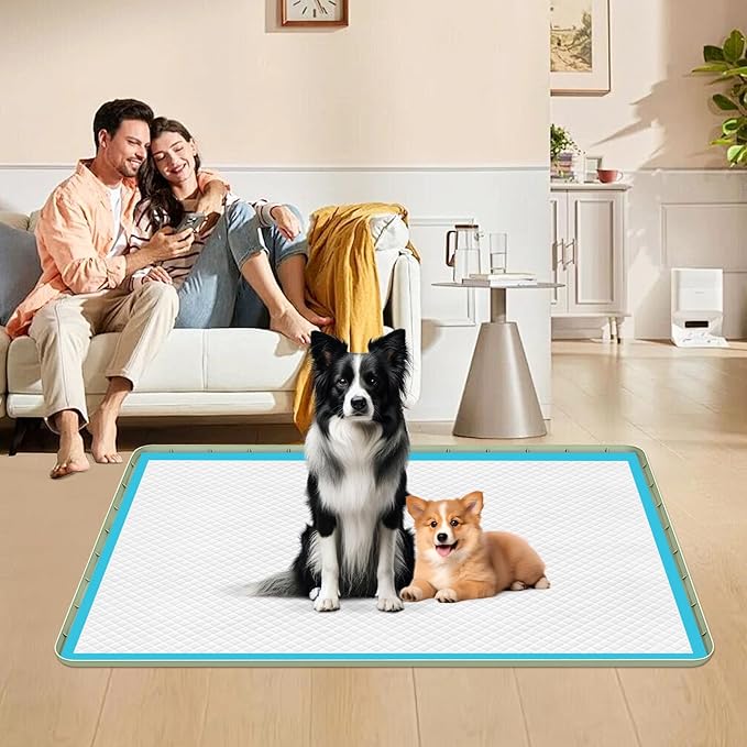 Pee Pad Holder for Dogs, 57" x 40" Silicone Pee Tray Mat Leak-Proof, High Edge, No Spill Pet Pad Holder for Puppy, Cat, Rabbit, Training Pads for Floor Protection, No Pee Pads (Green)