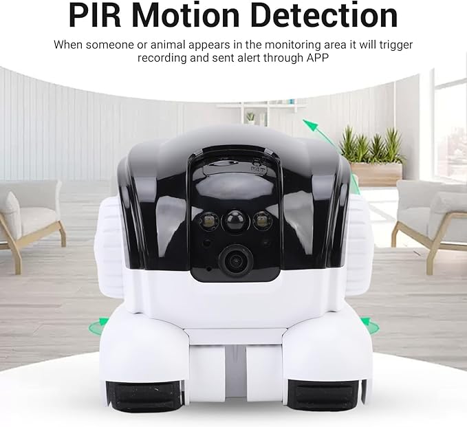 GOWENIC Moving Pet Camera, Smart Security Camera with APP, PIR Detection, Automatic Pet Tracking, Two Way Talk Interaction, Cloud Storage, for Home Office