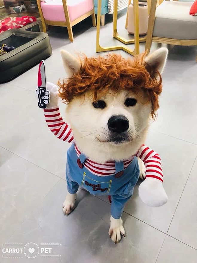 Pet Deadly Dog Costume, Cute Dog Cosplay Halloween Christmas Funny Pet Clothes Party Costume for Small Medium and Large Dogs (Medium)