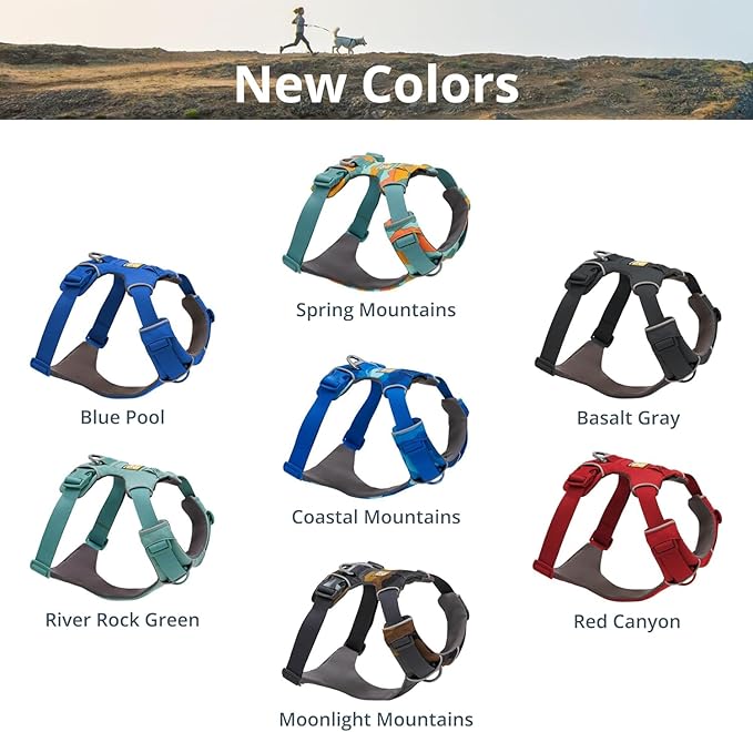 Ruffwear, Front Range Dog Harness, Reflective Soft Padded Everyday Harness with Dual Leash Clips, Adjustable and Lightweight Fit for Training or Walking for All Dogs, Blue Pool, Large/X-Large