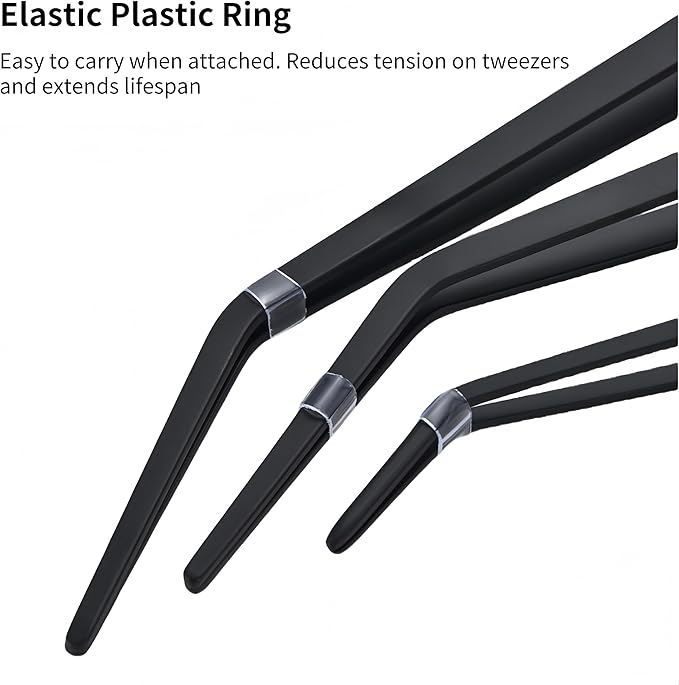 Stainless Steel Long Reptile Feeding Tweezer Set,2pcs/Pack,11''/15''/19'' Feeding Tongs,Thickened Non-Slip Handle with Straight & Curved Tips for Aquariums, Turtles, Lizards (2pcs-11'')