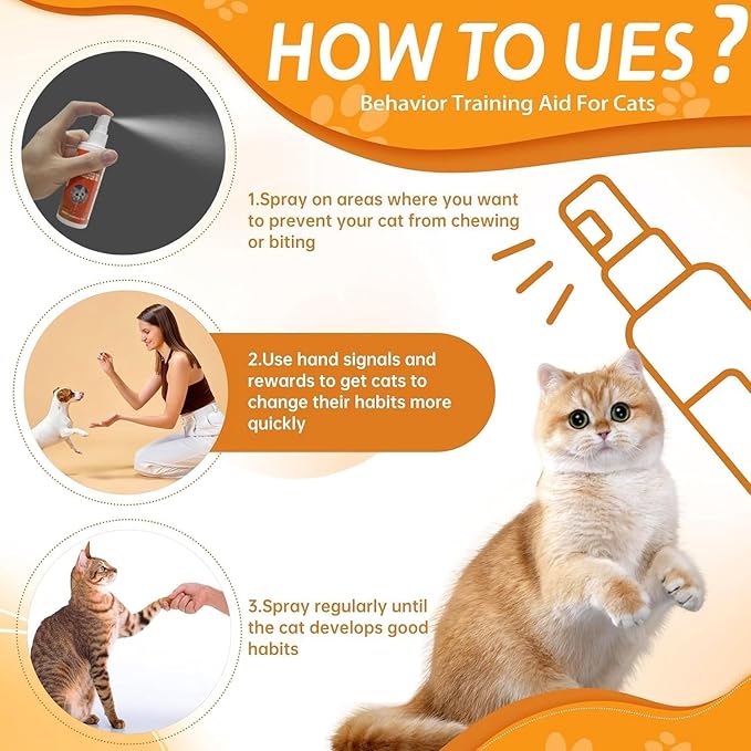 Cat Deterrent Spray, Natural Cat Spray Deterrent for Urine Marking & Scratching, Safe Indoor & Outdoor Effective Cat Scratch Deterrent Training Aid for Furniture - 7.0 Oz