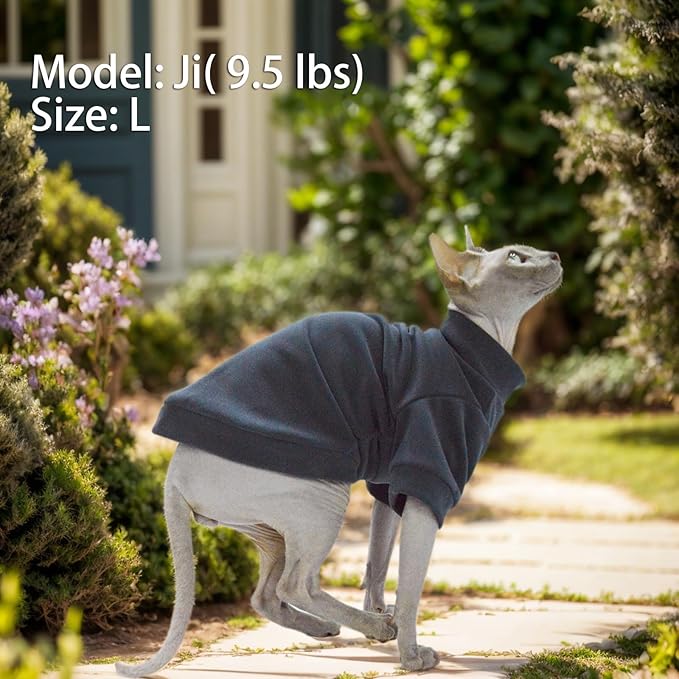 Sphynx Cat Sweater Hairless Cat Clothes Sweater Shirt Soft Warm Long Sleeves Pullover Pet Clothes Pajamas Dog Cloth for Small Dogs Jumpsuit Pet Sweaters (Dark Blue, Large)