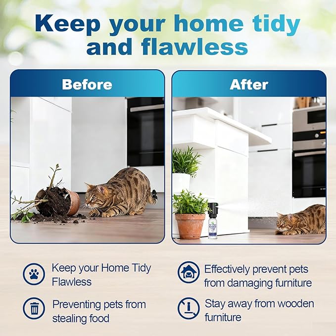 Cat Deterrent Spray Refill, Pet Spray Deterrent System, Motion Activated Cat System, Cat & Dog Odorless & Indoor, Up to 3 Feet Away, Pet Deterrent Spray Refill 1 Pack 3.89Oz