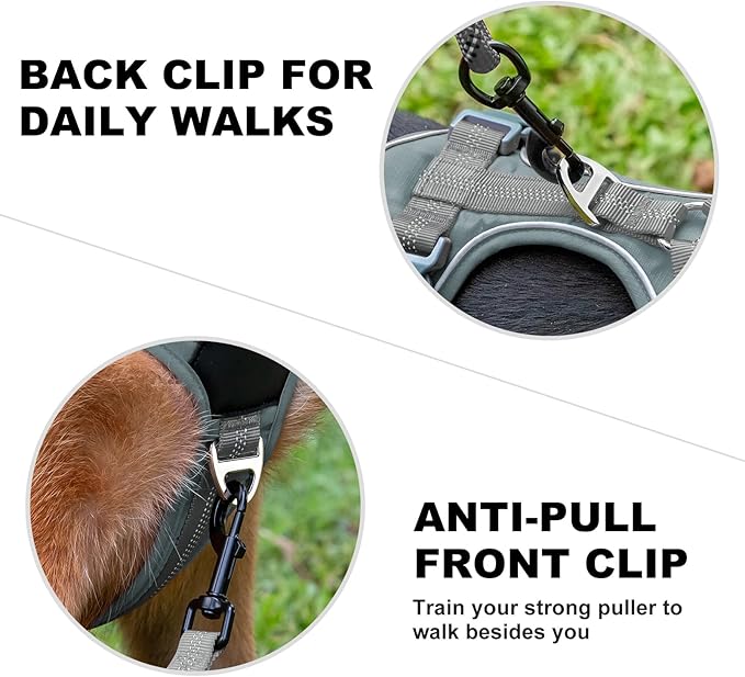 Plutus Pet No Pull Dog Harness, Release at Neck, Soft Padded, Reflective Adjustable Dog Vest Harness for Small, Medium, Large Dogs(Gray, XS)