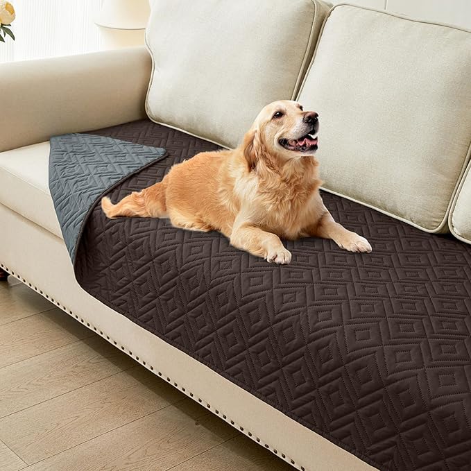 hyha Waterproof Dog Blanket, Soft Pet Bed Blankets, Waterproof Sofa Couch Cover for Dogs Washable, Reversible Pet Couch Covers for Sofa Furniture (30x70 Inch, Chocolate/Dark Grey)