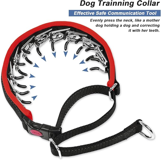 M Red Heavy Duty Nylon No Pull Dog Collar with Buckle, Adjustable Anti Pull Reflective Slip Collar for Large Medium Small Dog Training Walking