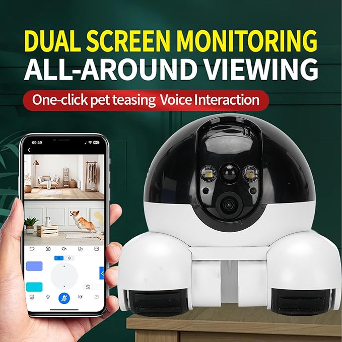 Zunate 4G Movable Pet Camera with Dual Lens, 1080P Indoor Home Security Cam, 2 Way Audio, 5200mAh Rechargeable Battery, Remote APP Control for Dogs Cats Monitoring (64G 400W)