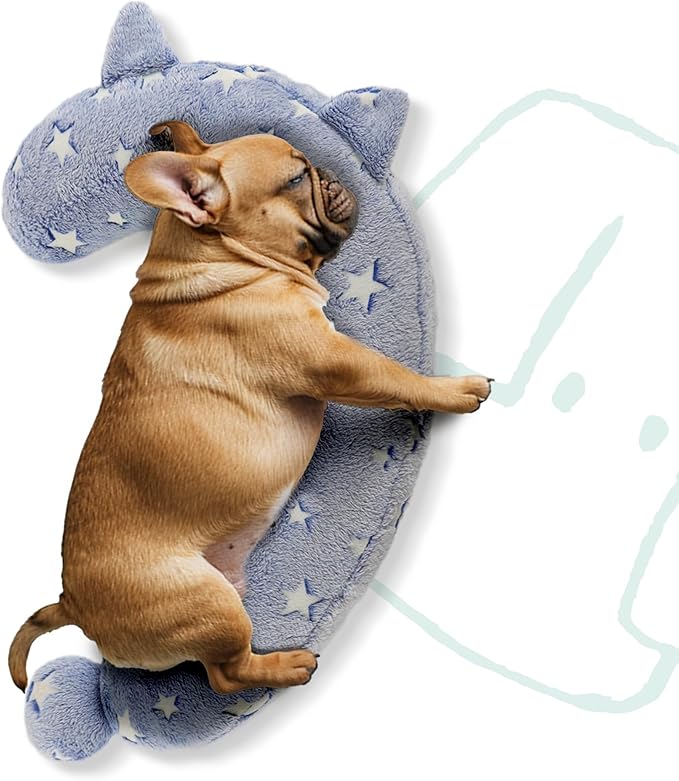 Dog Calming Pillow, Glow in The Dark Dog Put Head on, Soft Question Mark Pillows for Dogs, Kids, Adults, Washable Dog Bed Pillow, Cozy Dog Body Pillow (M Blue)