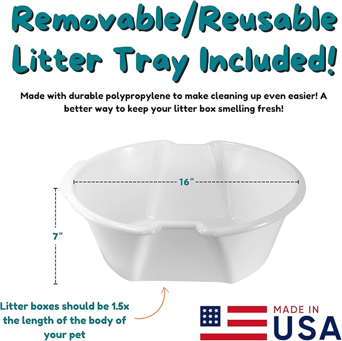 Good Pet Stuff Hidden Litter Box Planter, Decorative Cat Litter Enclosure with Carbon Filter, Artificial Plant, Easy Clean, Indoor Design, Original Round Style, Essentials Kit, Caribbean Blue