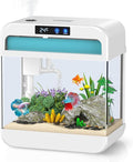 Fish Tank 2.2 Gallon Fish Bowl with Humidifier 7 Color Auto-Looping Light Aquarium Tank with 3 in 1 Silent Pump with Filteration & Oxygenation & Circulation(White-2.2 Gallon)