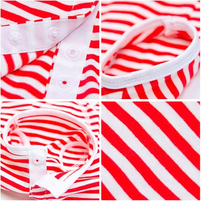 Dog’s Recovery Suit Post Surgery Shirt for Puppy, Wound Protective Clothes for Little Animals(red White Stripe-m)
