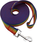 Nylon Training Dog Leash for Small Medium Large Dogs, 15ft 20ft 30ft 50ft Long Leash Dog/Puppy Lead for Obedience Recall Training, Camping (1" x 50ft, Rainbow)