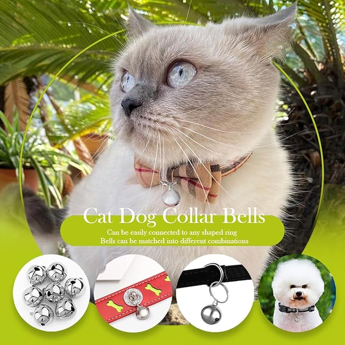 SKYPIA Round Dog Bells Dog Charm Bells Pet Pendant, 3 PCS Anti-Lost Training Bells for Collars, Suitable for Pet Pendant Accessories 1/2-Inch Gold