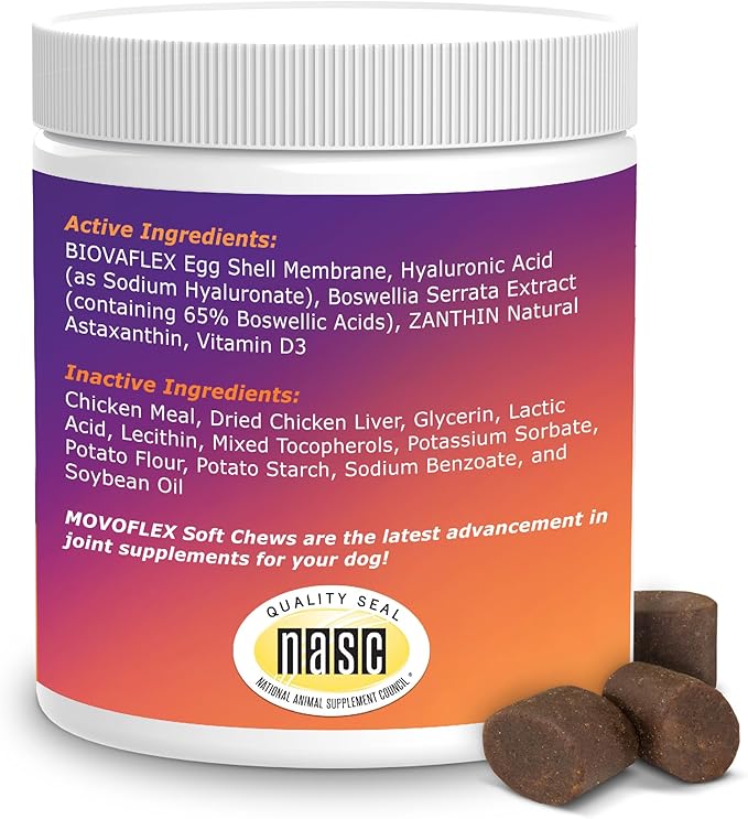 MOVOFLEX Joint Support Supplement for Dogs - Hip and Joint Support - Dog Joint Supplement - Hip and Joint Supplement Dogs - 60 Soft Chews for Small Dogs (by Virbac)