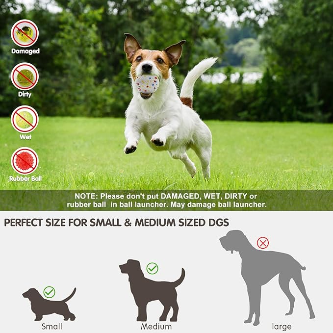 Interactive Automatic Ball Launcher for Dogs, 20-46Ft 3 Distance, Ball Thrower for Medium&Large Dogs, with 12pcs 58mm ETPU Tennis Balls, Rechargeable Dog Toy, for Outdoor Lawn